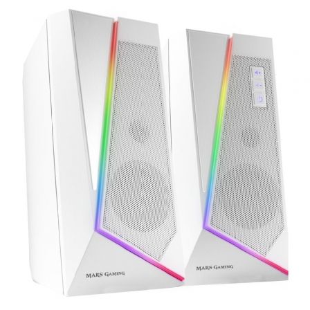 Mars Gaming MS7W Altavoces Gaming 2.0 con Bluetooth 5.0, 20W, RGB, Blanco